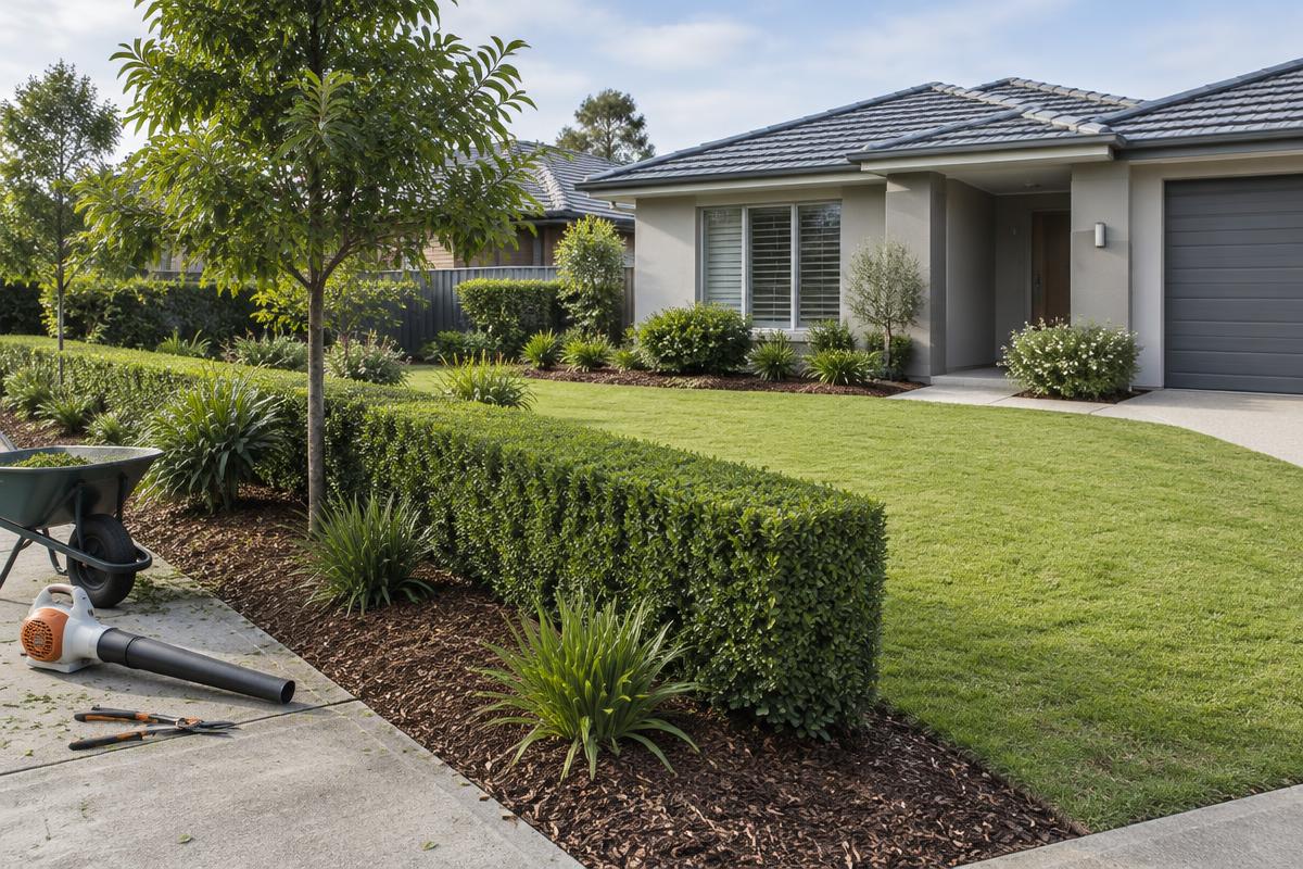 Illustrative maintained front lawn and garden