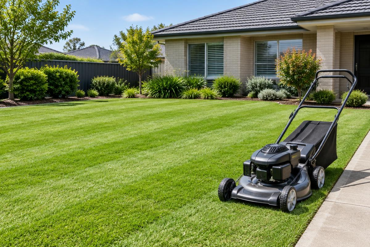 Lawn Care illustrative property services scene